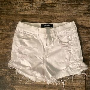 White jean shorts